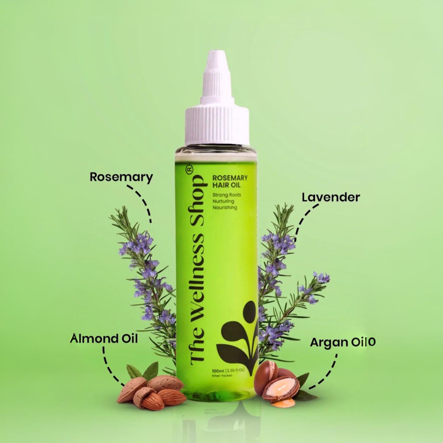 The Wellness Shop Rosemary Hair Oil for Nourishes Scalp, Strengthen Roots & Control Hairfall