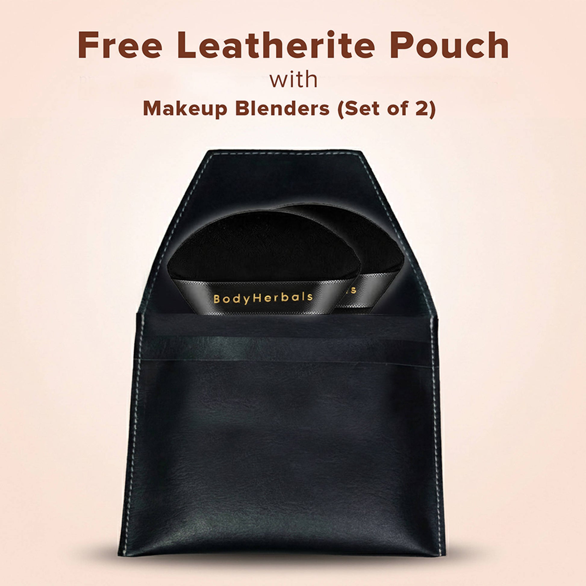 BodyHerbals Powder Puff Face Soft Triangle Makeup Sponge with free leatherite Pouch - Black
