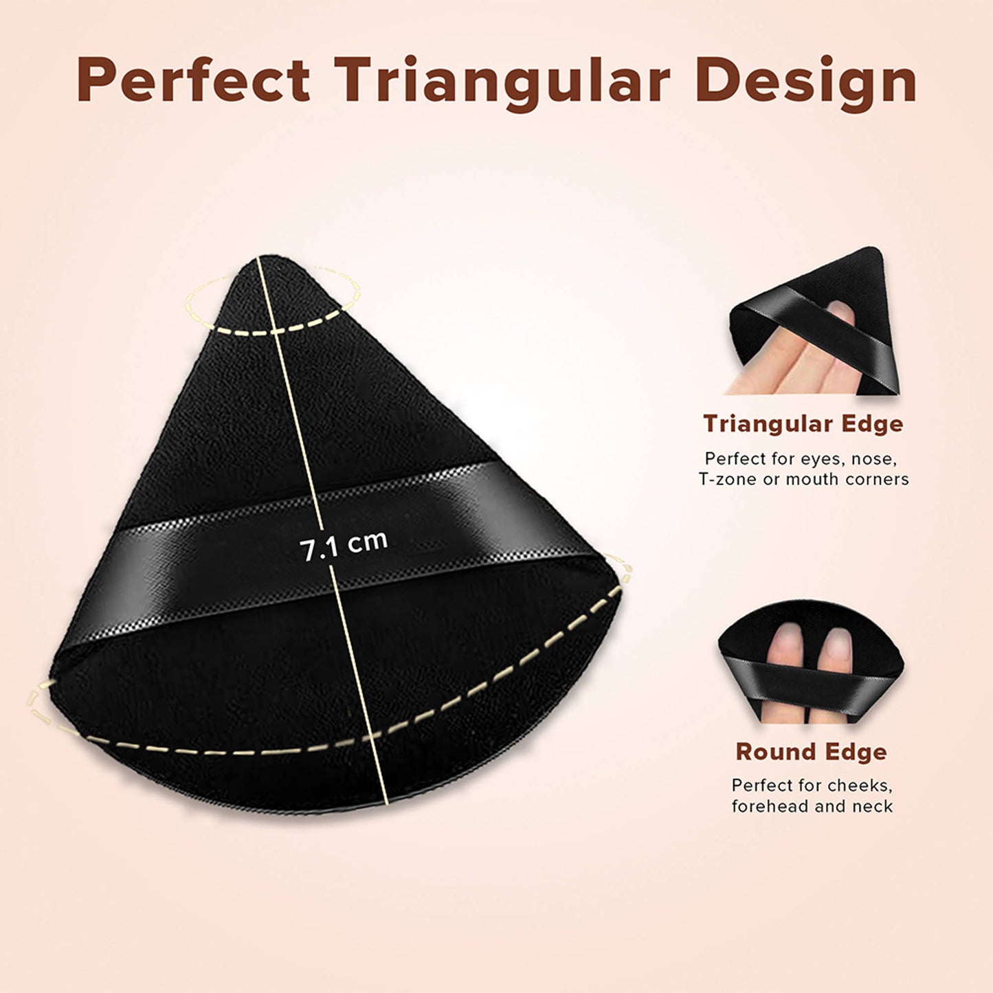 BodyHerbals Powder Puff Face Soft Triangle Makeup Sponge with free leatherite Pouch - Black