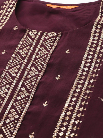 Indyancart IE Ethnic Motifs Embroidered Kurta with Trousers & Dupatta