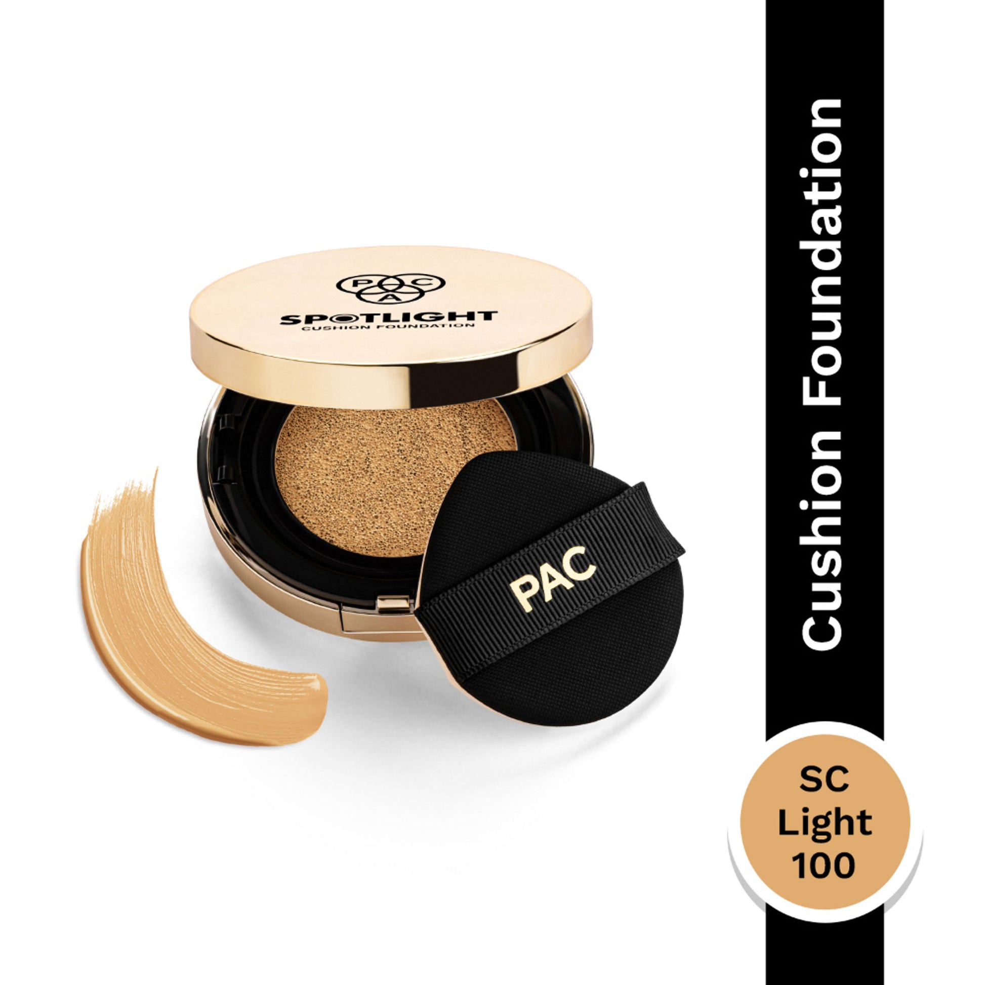 PAC Spotlight Cushion Foundation - Breathable Long Wearing, Soft Focus Matte Finish - Sc Light 100