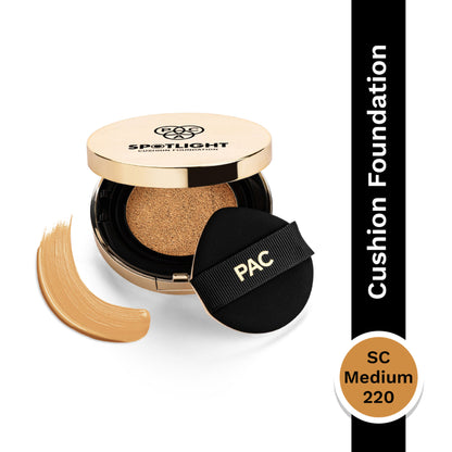 PAC Spotlight Cushion Foundation - Breathable Long Wearing, Soft Focus Matte Finish - Sc Medium 220
