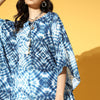 Dhiyona VA Women's Stunning Blue Printed Kaftan with Solid Trousers