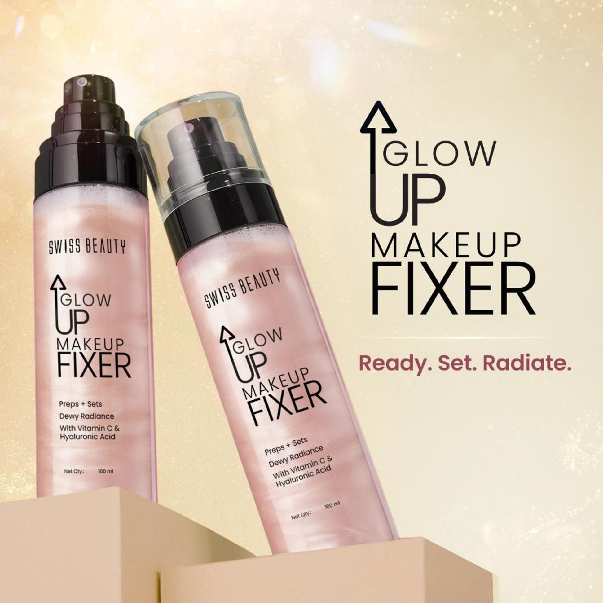 Swiss Beauty Glow Up Makeup Fixer With Vitamin C & Hyaluronic Acid