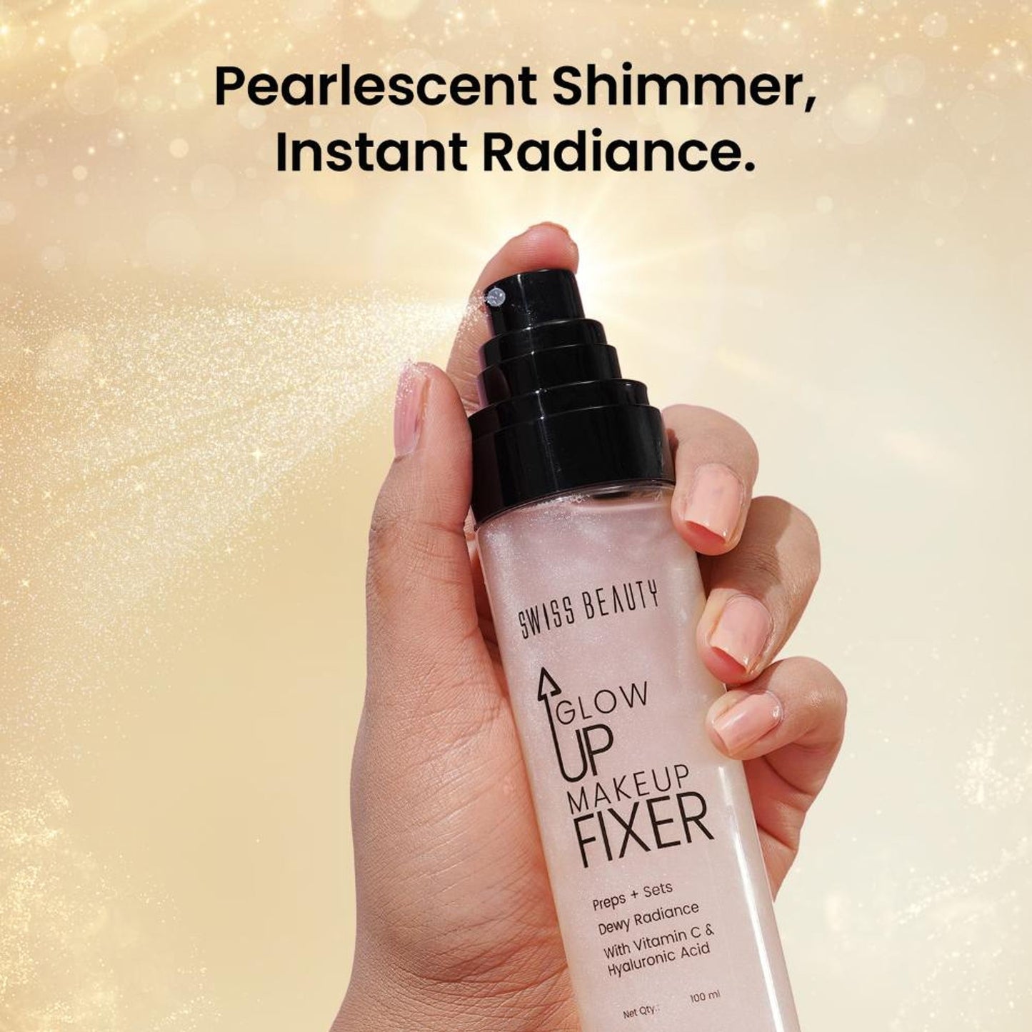 Swiss Beauty Glow Up Makeup Fixer With Vitamin C & Hyaluronic Acid
