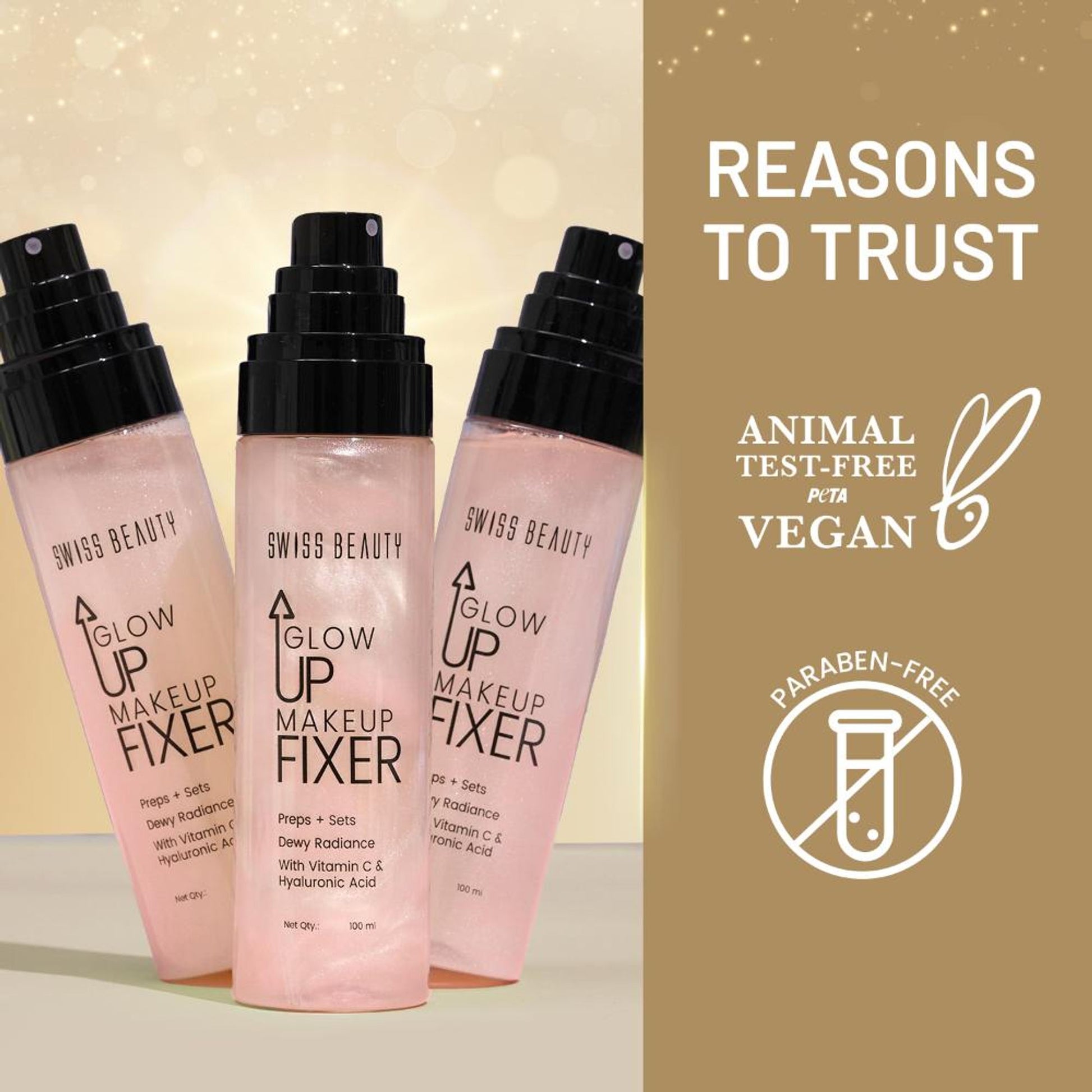 Swiss Beauty Glow Up Makeup Fixer With Vitamin C & Hyaluronic Acid