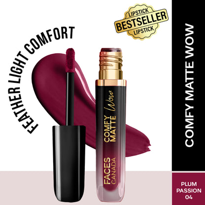 Faces Canada Comfy Matte Wow Liquid Lipstick - Plum Passion 04