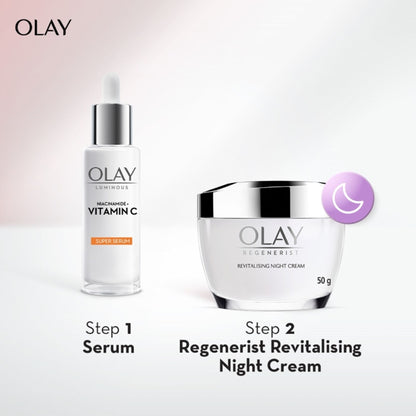 Olay Regenerist Revitalising Night Cream For Plump & Bouncy Skin With Hyaluronic Acid & Peptides