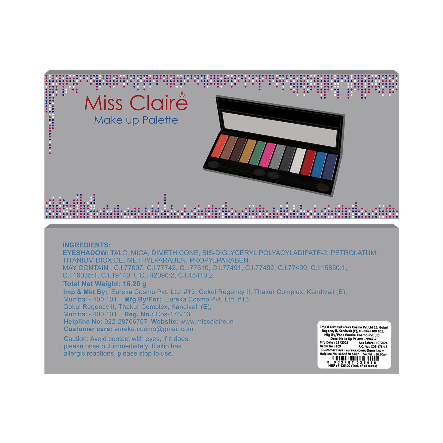 Miss Claire Make Up Palette 9947-2 (Eyeshadow Palette)(16.20gm)