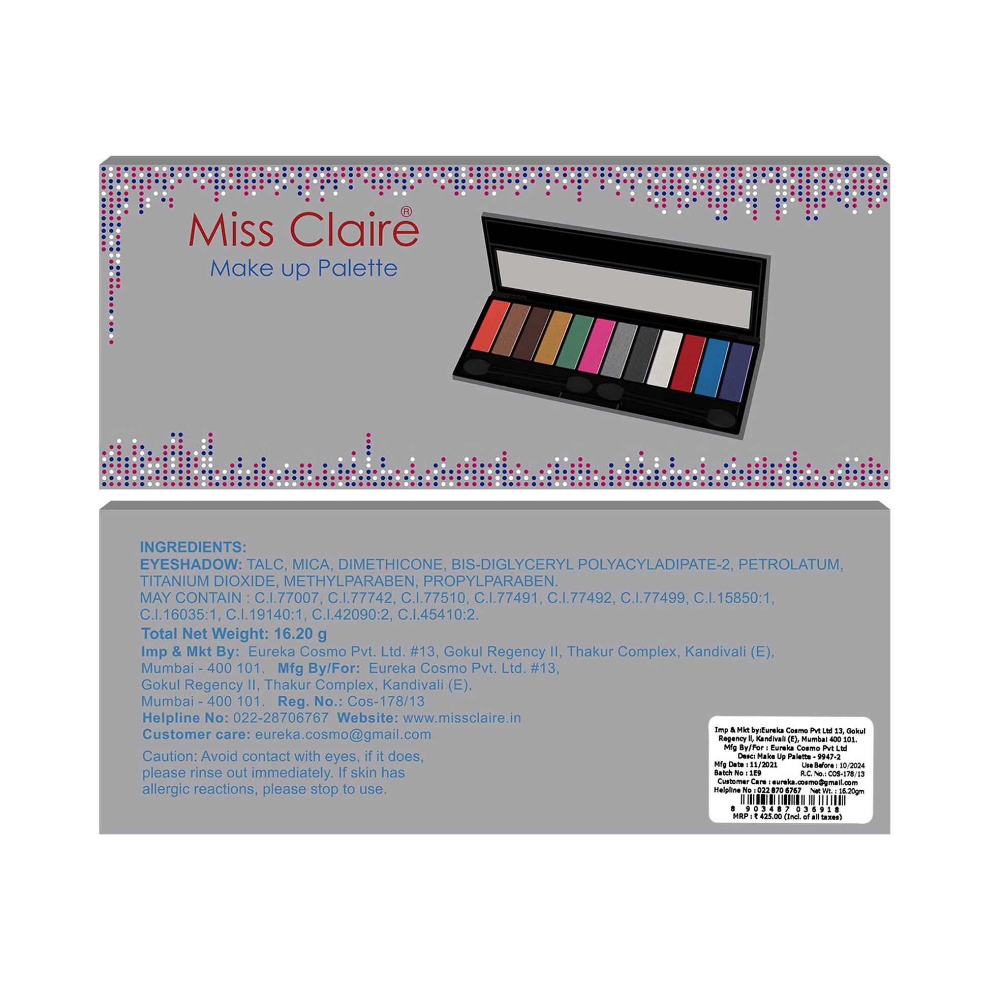 Miss Claire Make Up Palette 9947-2 (Eyeshadow Palette)(16.20gm)