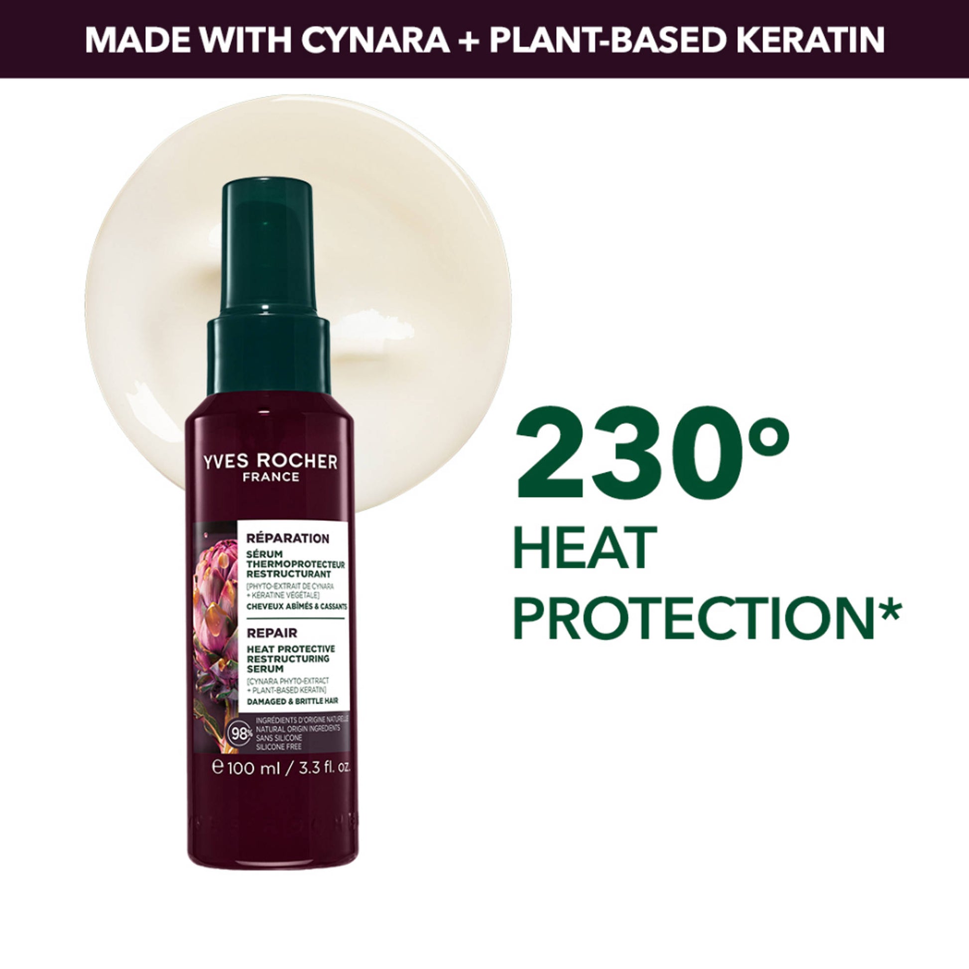 Yves Rocher Heat Protective Restructuring Serum Pump Bottle