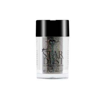 Black star dust face and body glitter from Daily Life Forever52's Star Dust collection, shimmering black glitter for face and body.