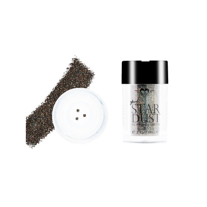 Daily Life Forever52 Star Dust Face and Body Glitter in Black Chronicles, shimmering black glitter for face and body makeup.