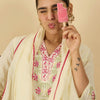 Dhiyona IE Women Floral Embroidered Pure Cotton Kurta with Trousers & With Dupatta