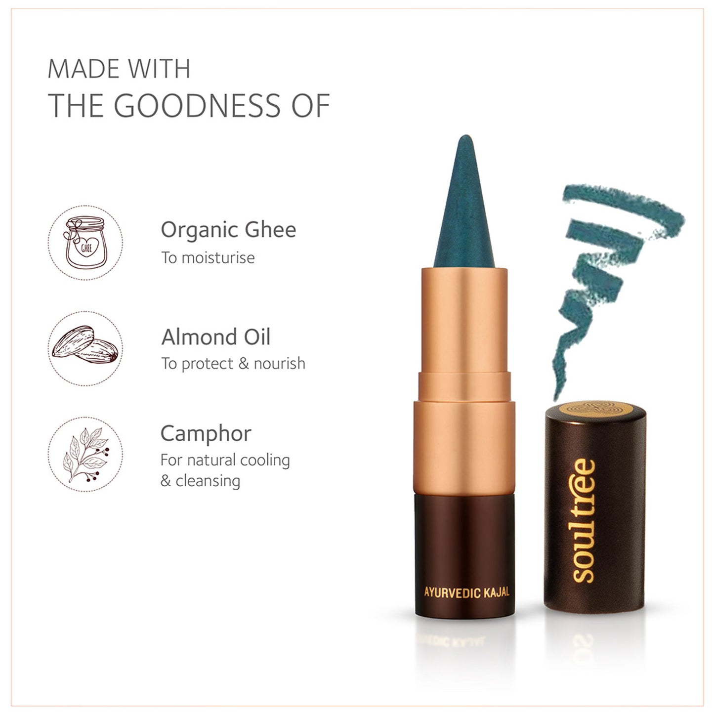 SoulTree Ayurvedic Kajal - 014 Caribbean Teal