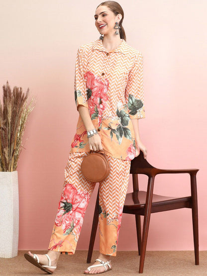 Dhiyona IE Floral Printed Shirt With Trousers