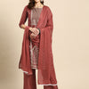 Dhiyona SN Women's Ethnic Motifs Printed Sequinned Chanderi Cotton Kurta with Palazzos & Dupatta