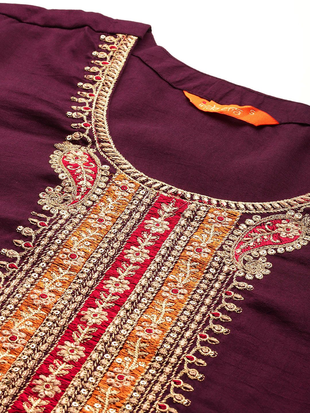 Indyancart IE Women Ethnic Motifs Embroidered Regular Thread Work Kurta with Trousers & With Dupatta