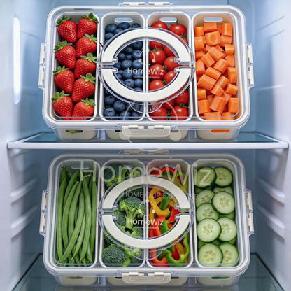 HomeWiz Fridge Storage Containers 3300ml 4-Grid Pack of 2