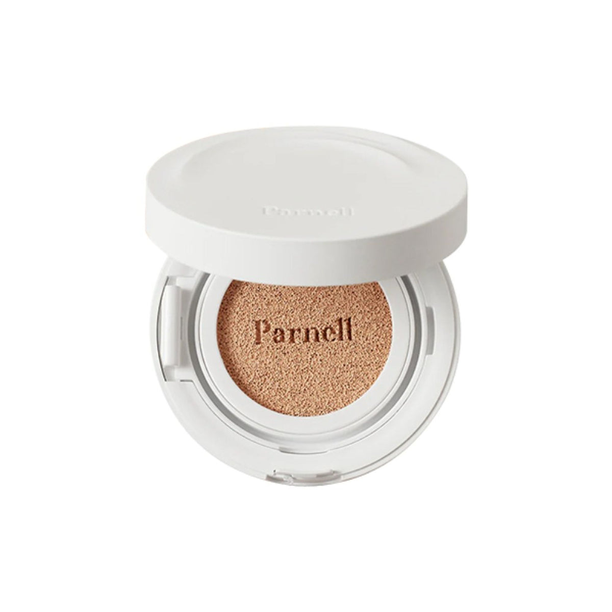 Parnell Cicamanu Serum Cushion in shade 23, compact makeup with serum-infused formula, featuring a sleek black case and applicator.