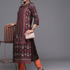 Dhiyona IE Women Coffee Brown & Orange Ethnic Motifs Printed Floral Kurta