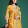 Indyancart IE Floral Embroidered Sequinned Kurta With Trousers & Dupatta