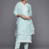 Indyancart IE Women Ethnic Motifs Embroidered Thread Work Kurta With Trousers & Dupatta