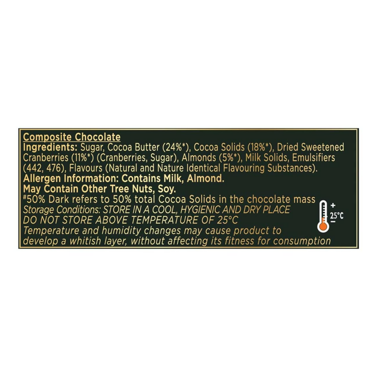 Cadbury Bournville Cranberry dark chocolate bar with visible cranberry pieces and smooth dark chocolate surface.