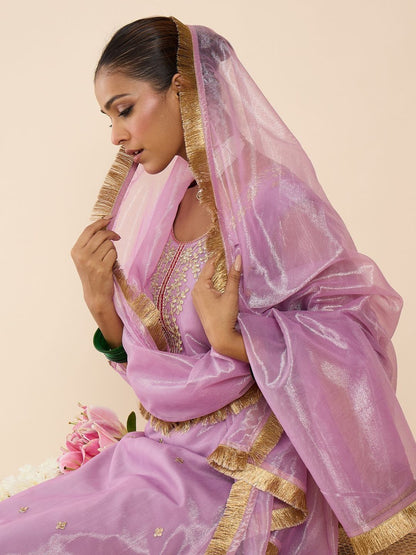 Women Ethnic Motifs Embroidered Regular Thread Work Kurta with Trousers & With Dupatta
