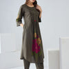 Dhiyona IE Women Floral Printed Pleated Pure Cotton Kurta with Trousers