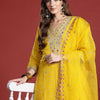 Indyancart IE Ethnic Motifs Embroidered Sequinned Kurta with Trousers & With Dupatta