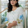 Dhiyona IE Floral Printed Mandarin Collar Pleated Pure Cotton A-Line Kurta With Trouser