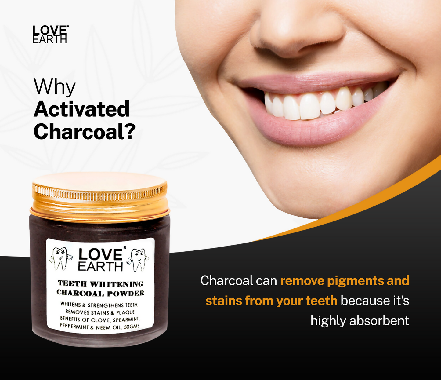 Love Earth Teeth Whitening Charcoal Powder - Indyancart
