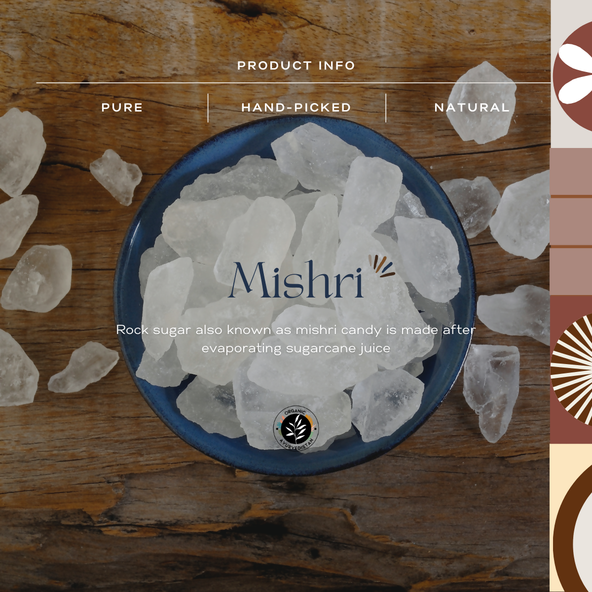 Organic Ayurvedistan Rock Sugar (Mishri) - Indyancart