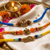 Dhiyona Set Of 3 Rudraksh Religious Rakhi Thread Rakhi Roli Chawal Chandan Mishri