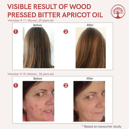 Ivory Natural organic pressed bitter apricot oil in a glass bottle, ideal for deep moisturization and nourishing hair.