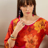 Indyancart IE Floral Printed V-Neck Pure Cotton Straight Kurta With Trousers