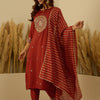 Dhiyona VV Eira Peach Women Kurta and Pant Dupatta Sets Silk Blend Fabrics with Embroidery Handwork