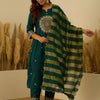 Dhiyona VV Myraa Teal Women Kurta and Pant Dupatta Sets Chanderi Silk Fabrics with Embroidery