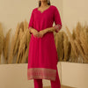 Dhiyona VV Prakriti Pink Kurta and Pant Dupatta Sets Silk Blend Fabrics with Embroidery