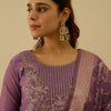 Dhiyona VV Purple Silk Blend Embroidered with Sequins Straight Kurta Set with Trousers & Dupatta