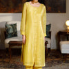 Women's Yellow Organza Zari Woven Stripe Festive Co-ord Set