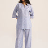 Women's Powder Blue and White Pure Cotton Loungewear