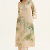 Women's Wheat Beige and Green Printed Linen Co-ord Set