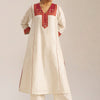 Women's Ivory and Maroon Chanderi Banjara Embroidery Co-ord Set