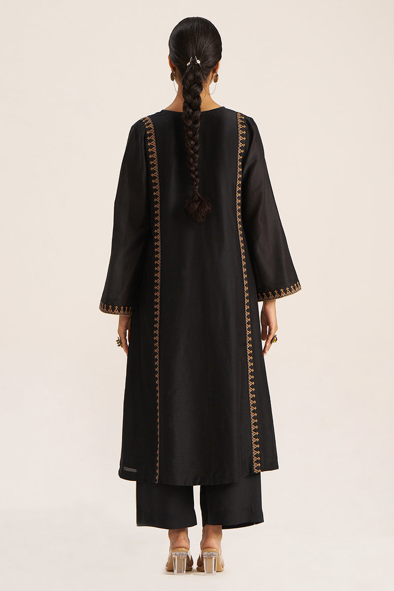 Women's Black Chanderi Banjara Embroidery Co-ord Set