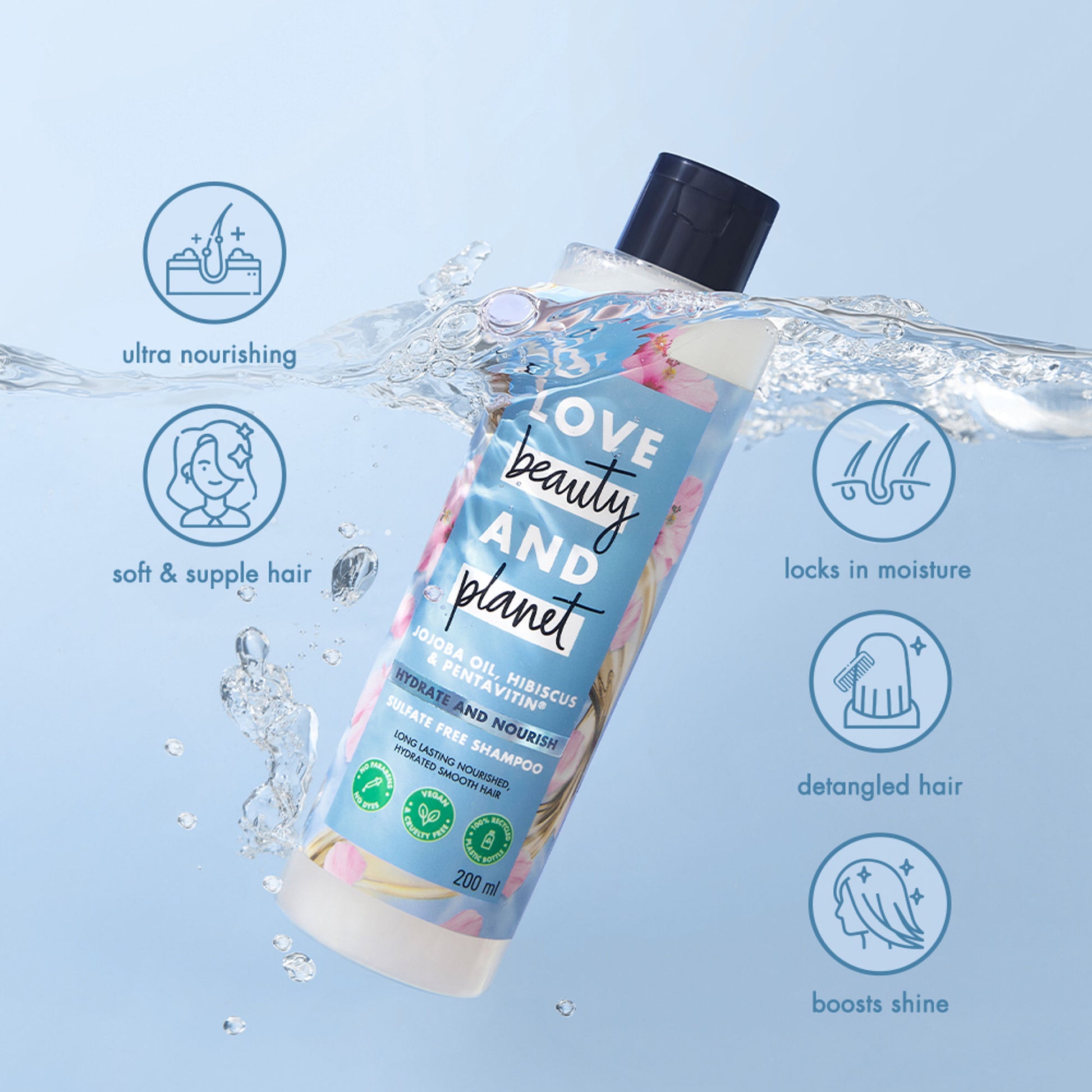 Love Beauty & Planet Jojoba Oil , Hibiscus & Pentavitin Hydrate & Nourish Shampoo