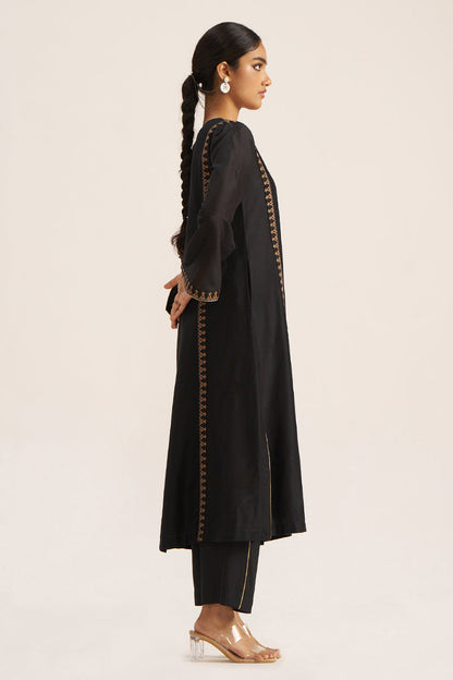 Women's Black Chanderi Banjara Embroidery Co-ord Set
