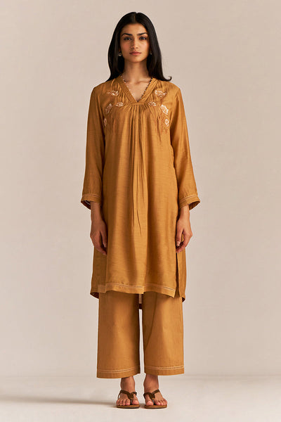 Indyancart GF Women's Cinnamon Embroidered Co-ord Set