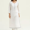 Women's White Linen Jacquard Co-ord Set